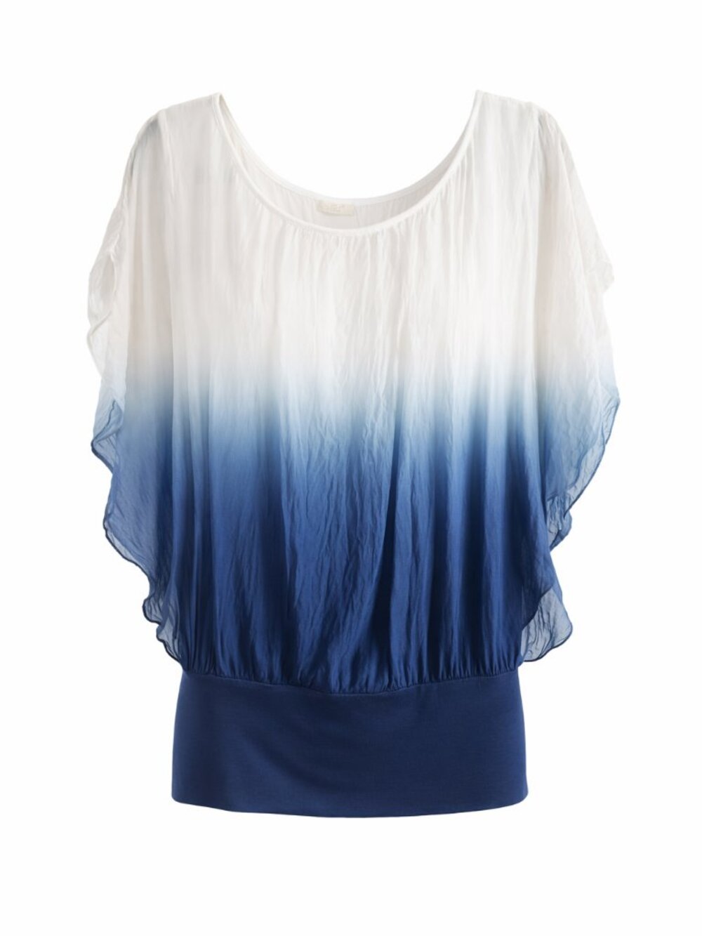 Giusy Silk Ombre Open Flutter Sleeve Blouse